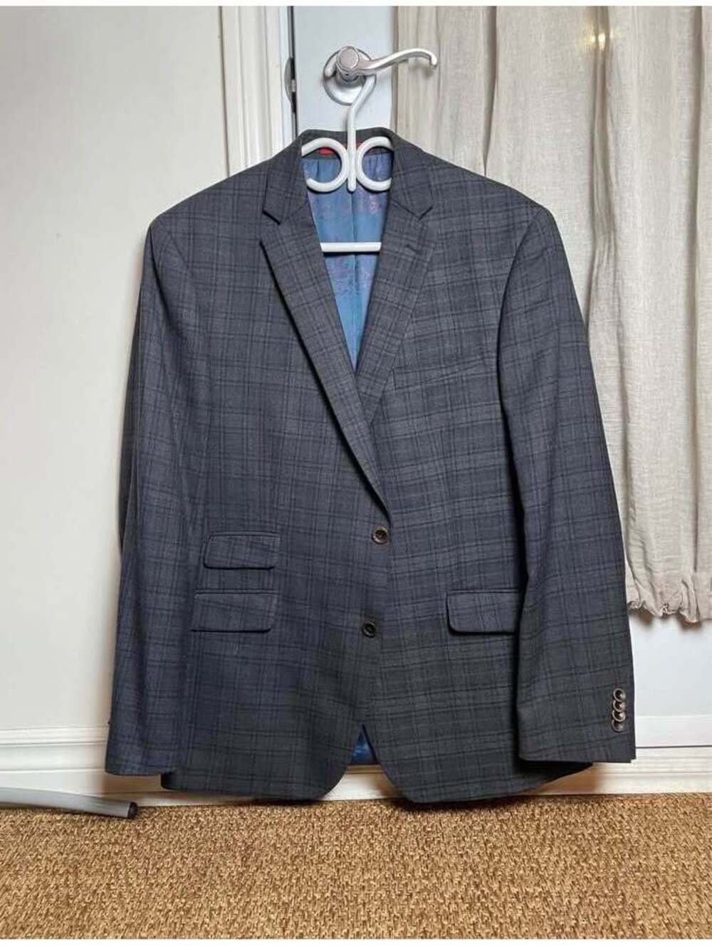 Ted Baker London Grey Plaid Wool Suit Jacket / Blazer 44R